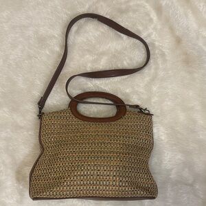 Fossil Woven Crossbody Purse Leather Trim Removable Strap NWOT